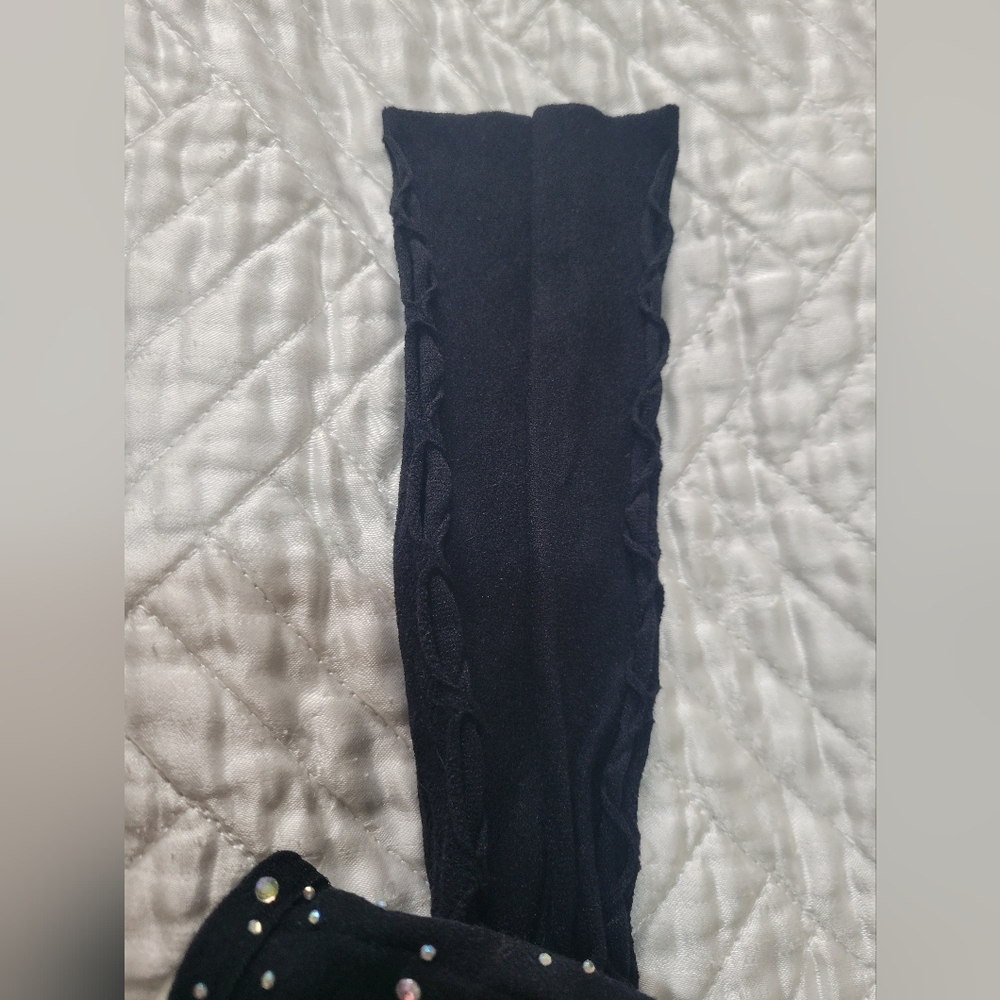Black Rhinestone Lace Up Jumpsuit One Size - Picture 4 of 6